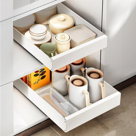 Pull Out Heavy Duty Cabinet Organizer for Kitchen WHT Small/Large Sizes