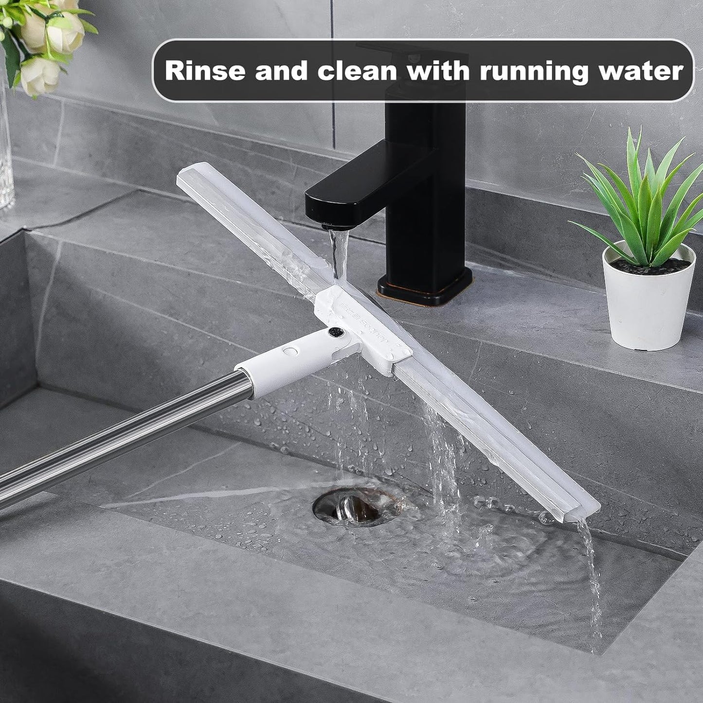 44" Silicone Floor Wiper, 180° Rotating Handle for Multi-Surface Cleaning