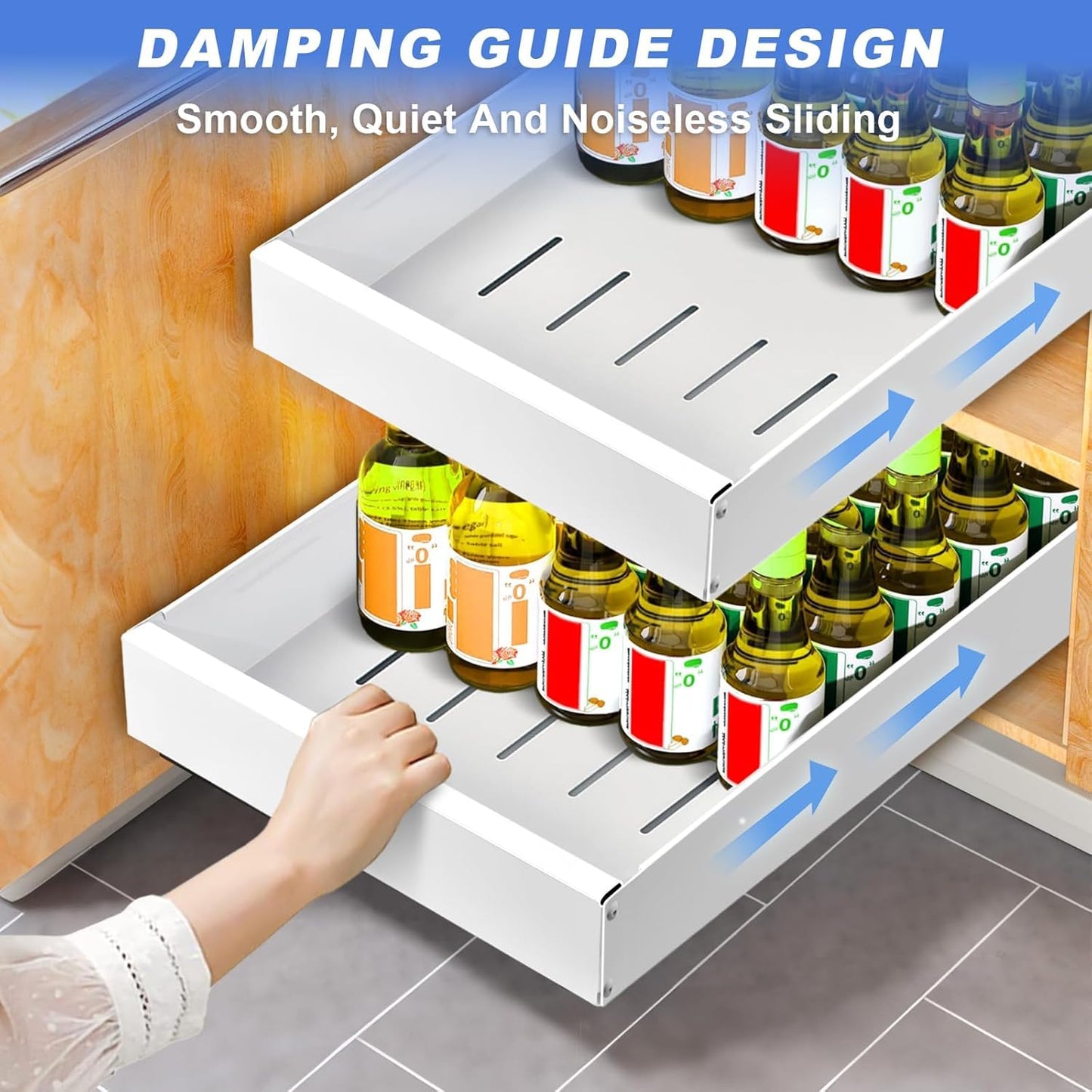 Pull Out Heavy Duty Cabinet Organizer for Kitchen WHT Small/Large Sizes