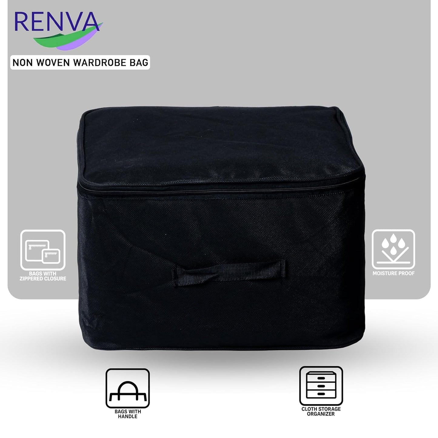 Underbed Storage Bag BLK, Foldable, Moisture-Proof, 30L