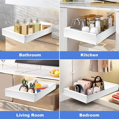 Pull Out Heavy Duty Cabinet Organizer for Kitchen WHT Small/Large Sizes