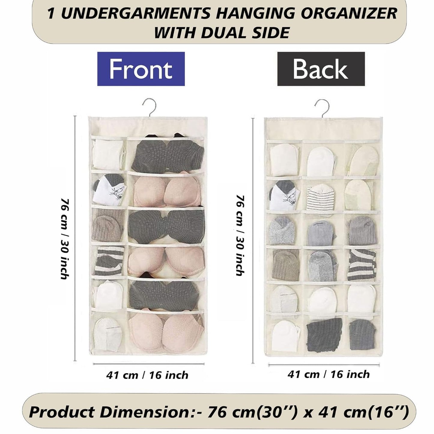 30 Pocket Hanging Organizer PNK – Double Sided, Rectangular