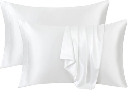 Renva Set of 2 Satin Silk Pillowcase for Hair and Skin Standard Size 18"X 28" with Soft Breathable Smooths Cooling Pillow Covers for Sleeping (Blue)