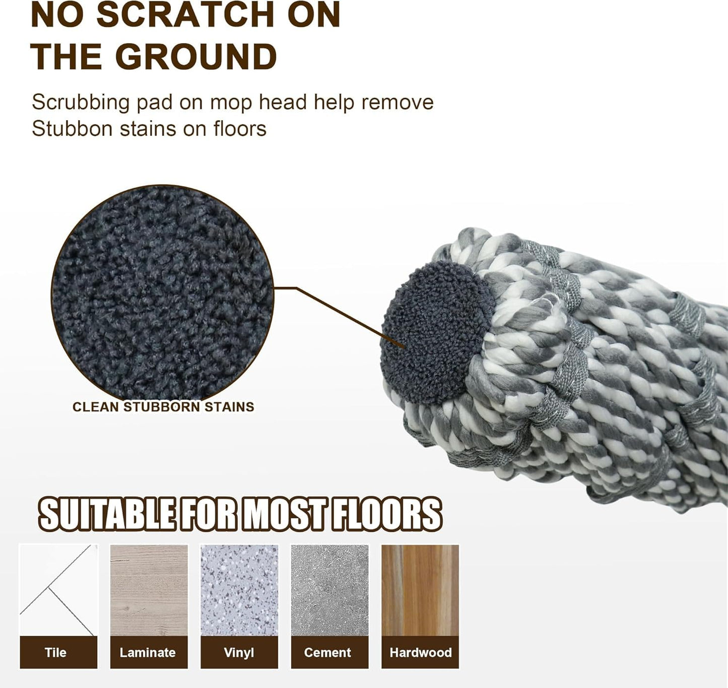 Self-Wringing Twist Mop, 44.5" Handle, Heavy Duty Floor Cleaner