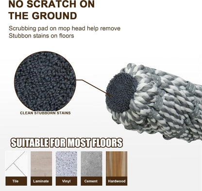 Self-Wringing Twist Mop, 44.5" Handle, Heavy Duty Floor Cleaner