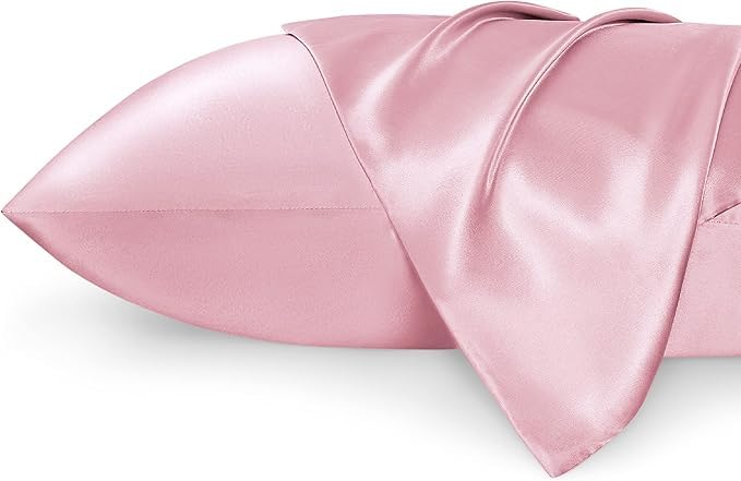Renva Set of 2 Satin Silk Pillowcase for Hair and Skin Standard Size 18"X 28" with Soft Breathable Smooths Cooling Pillow Covers for Sleeping (pink)