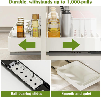 Pull Out Heavy Duty Cabinet Organizer for Kitchen WHT Large/Small Sizes