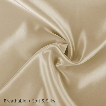 Renva Set of 2 Satin Silk Pillowcase for Hair and Skin Standard Size 18"X 28" with Soft Breathable Smooths Cooling Pillow Covers for Sleeping(Gold)