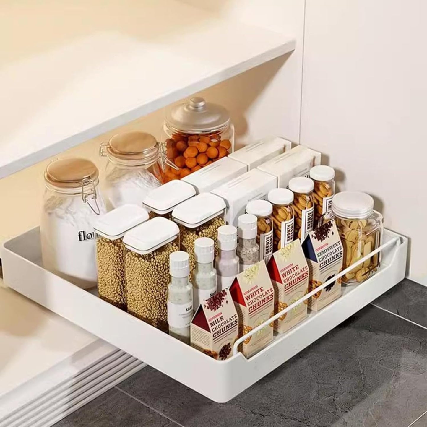 Pull Out Heavy Duty Cabinet Organizer for Kitchen WHT Large/Small Sizes