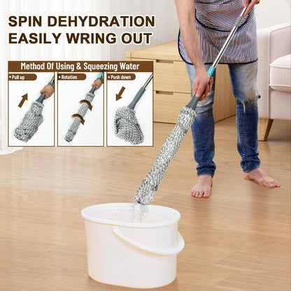 Self-Wringing Twist Mop, 44.5" Handle, Heavy Duty Floor Cleaner