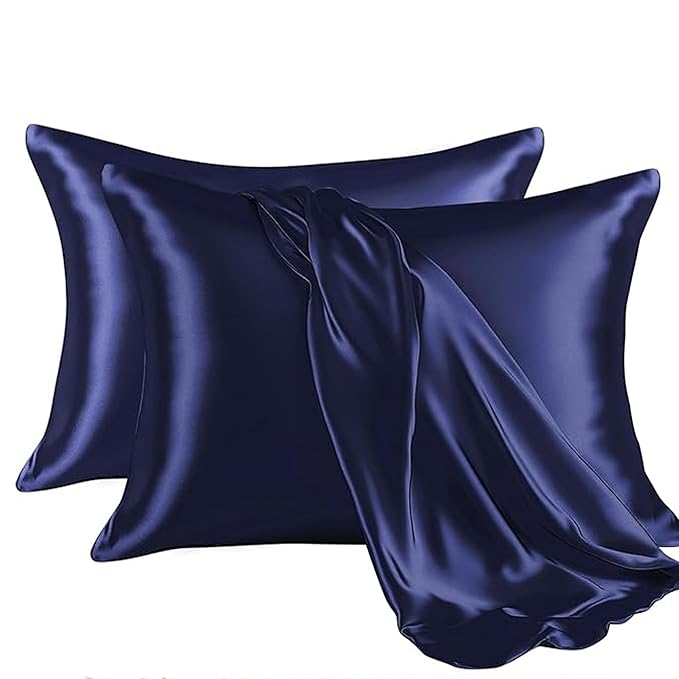 Renva Set of 2 Satin Silk Pillowcase for Hair and Skin Standard Size 18"X 28" with Soft Breathable Smooths Cooling Pillow Covers for Sleeping ( Rose Gold)