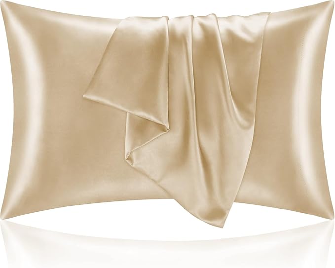 Renva Set of 2 Satin Silk Pillowcase for Hair and Skin Standard Size 18"X 28" with Soft Breathable Smooths Cooling Pillow Covers for Sleeping(Gold)