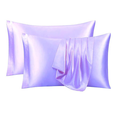 Renva Set of 2 Satin Silk Pillowcase for Hair and Skin Standard Size 18"X 28" with Soft Breathable Smooths Cooling Pillow Covers for Sleeping ( Rose Gold)