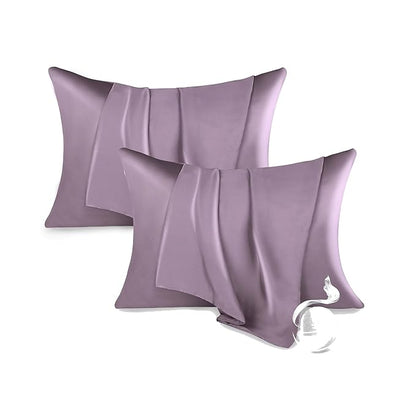 Renva Set of 2 Satin Silk Pillowcase for Hair and Skin Standard Size 18"X 28" with Soft Breathable Smooths Cooling Pillow Covers for Sleeping (Blue)