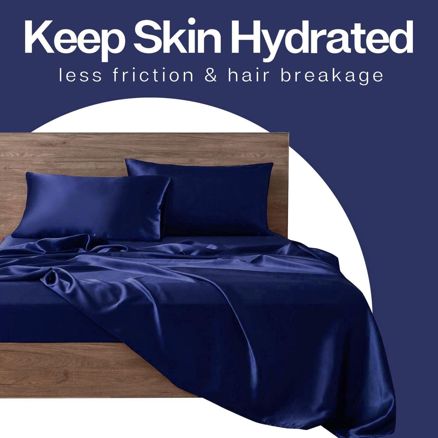 Renva Set of 2 Satin Silk Pillowcase for Hair and Skin Standard Size 18"X 28" with Soft Breathable Smooths Cooling Pillow Covers for Sleeping (Blue)