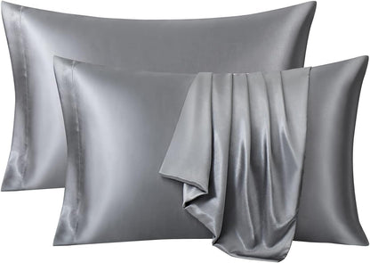 Renva Set of 2 Satin Silk Pillowcase for Hair and Skin Standard Size 18"X 28" with Soft Breathable Smooths Cooling Pillow Covers for Sleeping ( Rose Gold)
