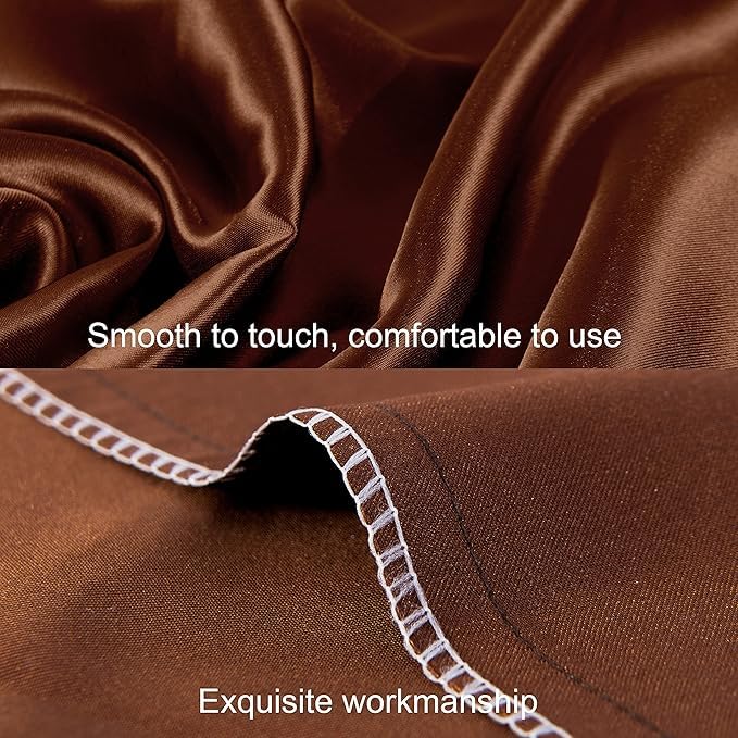 Renva Set of 2 Satin Silk Pillowcase for Hair and Skin Standard Size 18"X 28" with Soft Breathable Smooths Cooling Pillow Covers for Sleeping (BROWN )