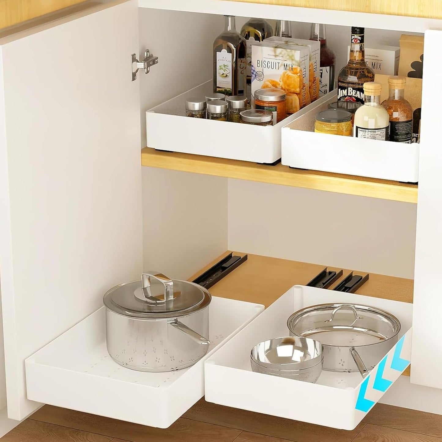 Pull Out Heavy Duty Cabinet Organizer for Kitchen WHT Small/Large Sizes