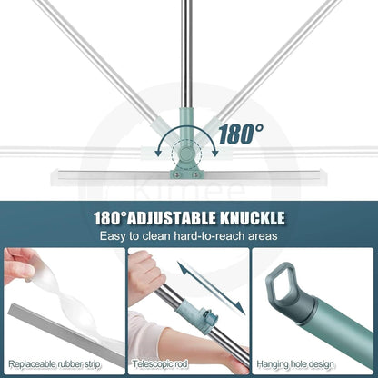 44" Silicone Floor Wiper, 180° Rotating Handle for Multi-Surface Cleaning