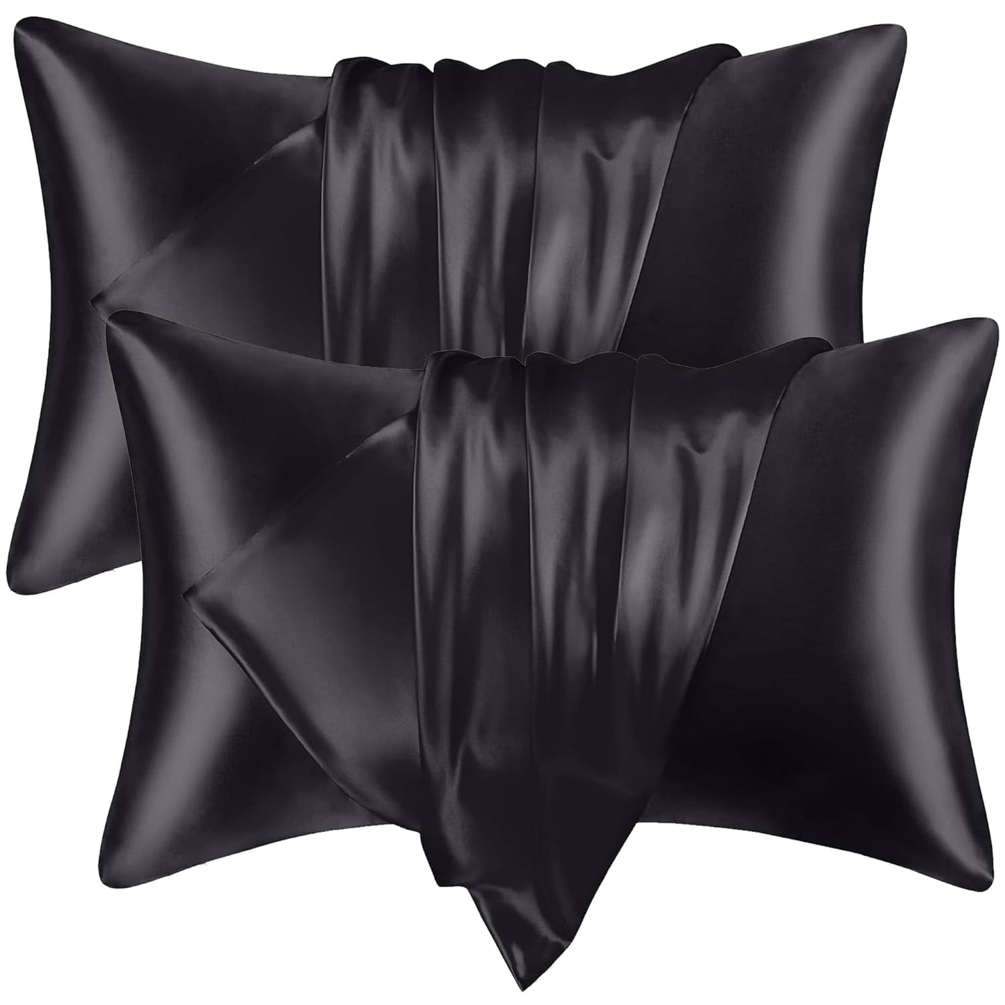 Renva Set of 2 Satin Silk Pillowcase for Hair and Skin Standard Size 18"X 28" with Soft Breathable Smooths Cooling Pillow Covers for Sleeping ( Rose Gold)