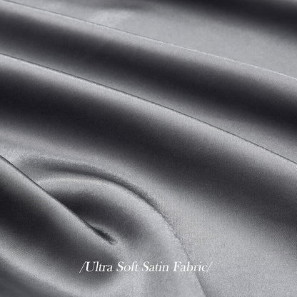 Renva Set of 2 Satin Silk Pillowcase for Hair and Skin Standard Size 18"X 28" with Soft Breathable Smooths Cooling Pillow Covers for Sleeping(Gray)