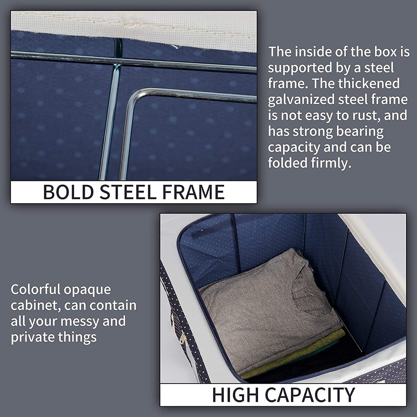 Clothes Storage Bin BLU DOT 24L/66L, Foldable, Polcotton