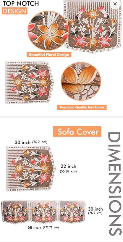 Cotton Sofa Cover ORG – 3,5 and 7 Seater, Floral Printed
