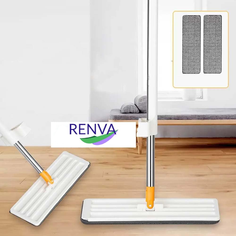 Flat Microfiber Magic Mop WHT – Stainless, Hands-Free