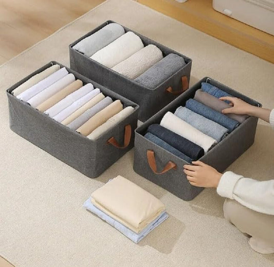 Collapsible Storage Bin GRY Foldable, Fabric with Lid