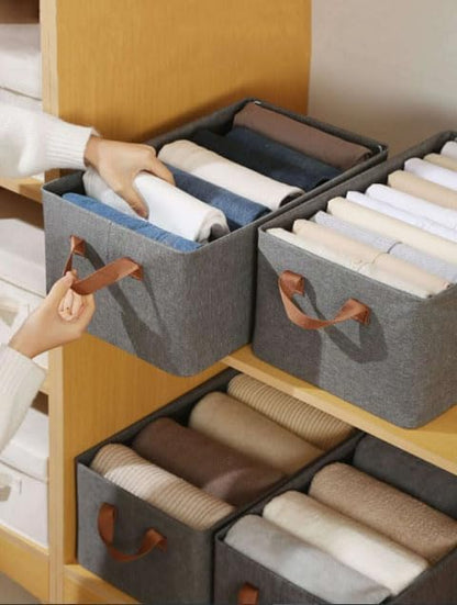 Collapsible 26L Storage Bin GRY Foldable, Fabric with Lid
