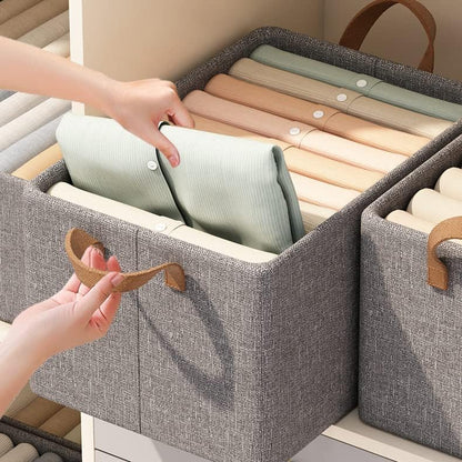 Collapsible 26L Storage Bin GRY Foldable, Fabric with Lid