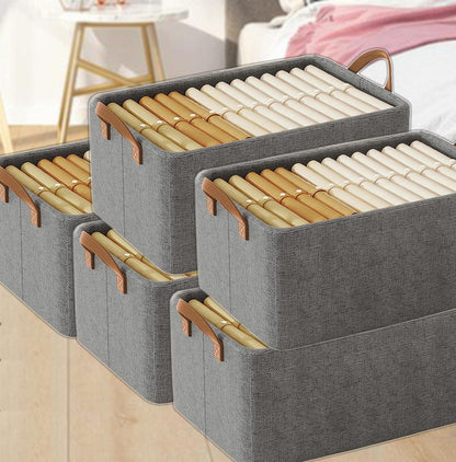 Collapsible 26L Storage Bin WHT Foldable, Fabric with Lid