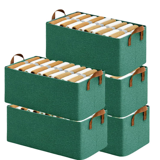 Collapsible Storage Bin GRN Foldable, Fabric with Lid