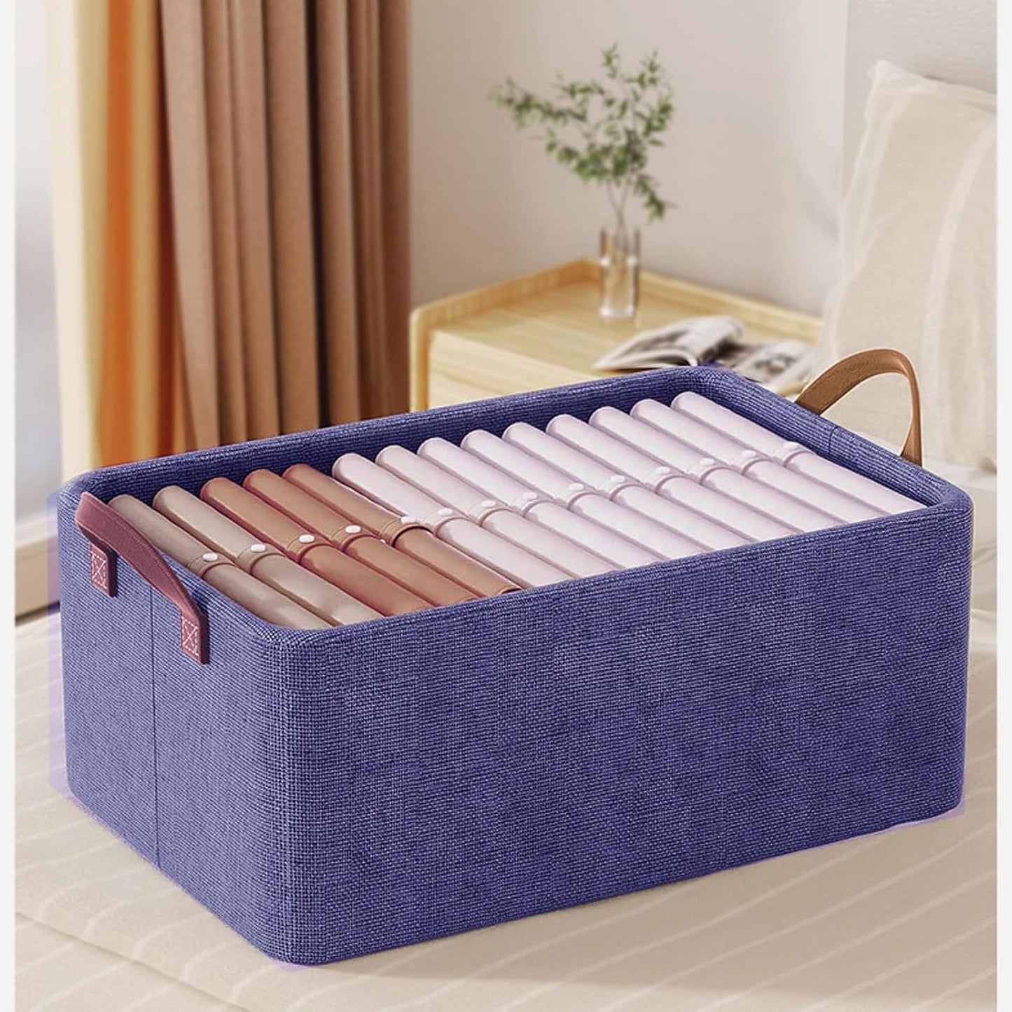 Collapsible 26L Storage Bin GRY Foldable, Fabric with Lid