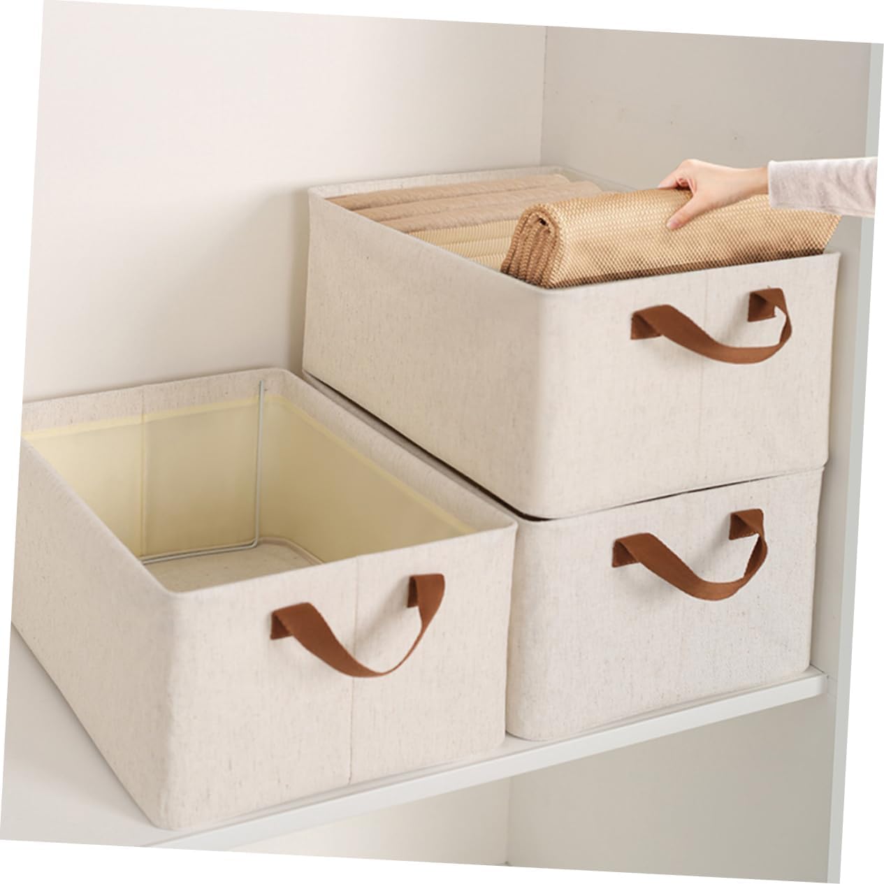 Collapsible 26L Storage Bin GRY Foldable, Fabric with Lid
