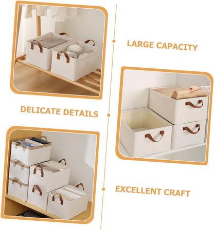 Collapsible 26L Storage Bin WHT Foldable, Fabric with Lid