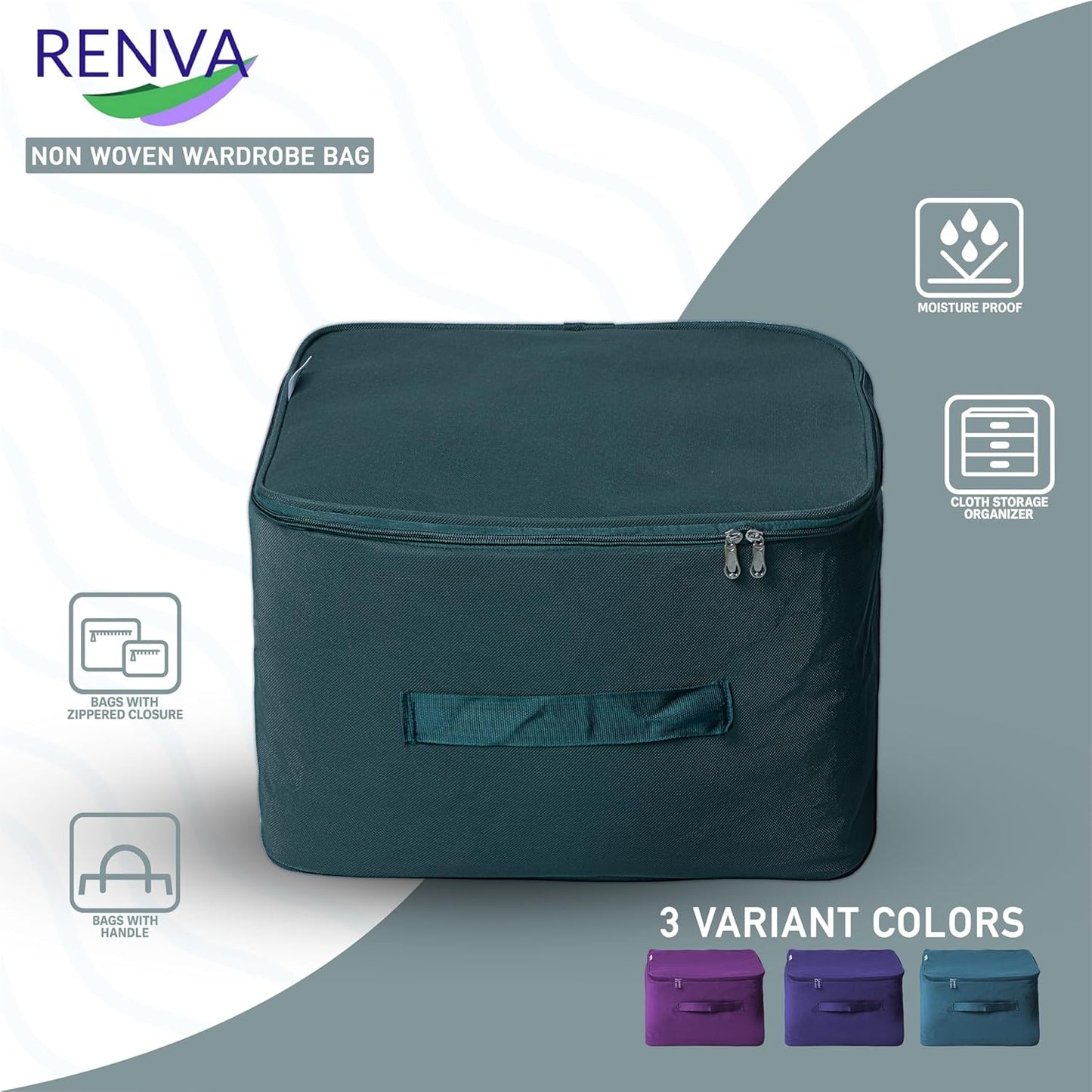 Underbed Storage Bag GRN, Foldable, Moisture-Proof, 30L